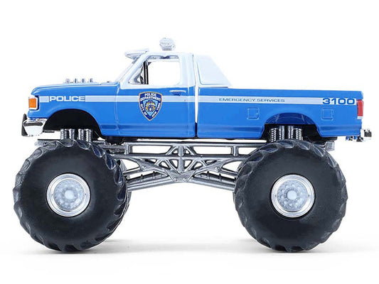 1990 Ford F-350 Monster Truck "NYPD (New York Police Department)" Blue with White Top "Kings of Crunch - Hot Pursuit" Special Edition 1/64 Diecast Model Car by Greenlight by Greenlight