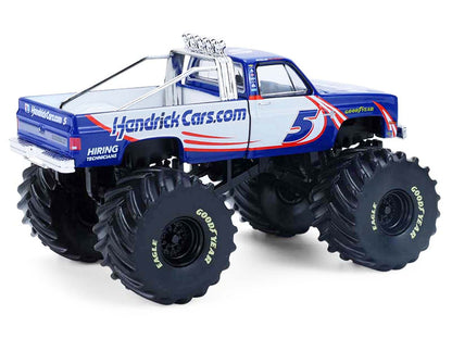 1981 Chevrolet K20 Monster Truck #5 "HendrickCars.com" Blue and White with Graphics "Kings of Crunch - Hendrick Motorsports Tribute" Special Edition 1/64 Diecast Model Car by Greenlight by Greenlight