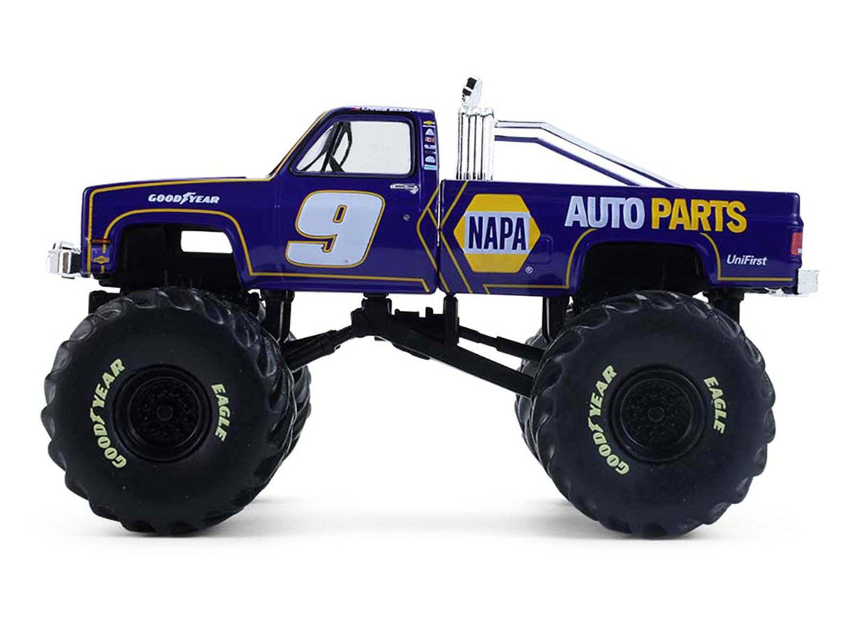 1984 Chevrolet C20 Monster Truck #9 "NAPA" Blue with Graphics "Kings of Crunch - Hendrick Motorsports Tribute" Special Edition 1/64 Diecast Model Car by Greenlight by Greenlight