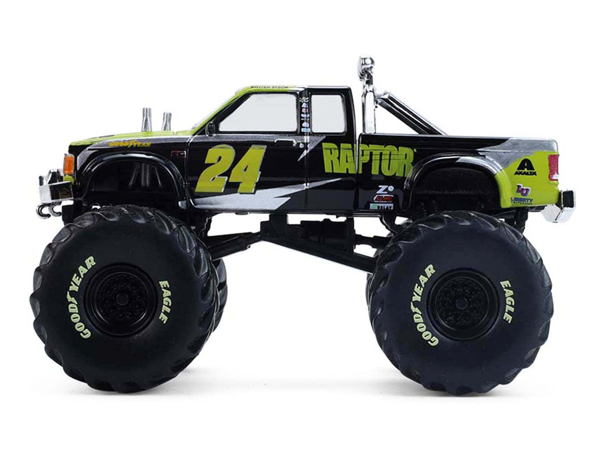 1986 Chevrolet S10 Monster Truck #24 "Raptor" Black and Green with Graphics "Kings of Crunch - Hendrick Motorsports Tribute" Special Edition 1/64 Diecast Model Car by Greenlight by Greenlight