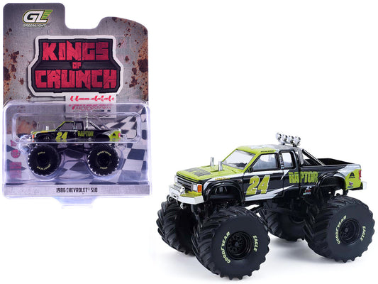 1986 Chevrolet S10 Monster Truck #24 "Raptor" Black and Green with Graphics "Kings of Crunch - Hendrick Motorsports Tribute" Special Edition 1/64 Diecast Model Car by Greenlight by Greenlight