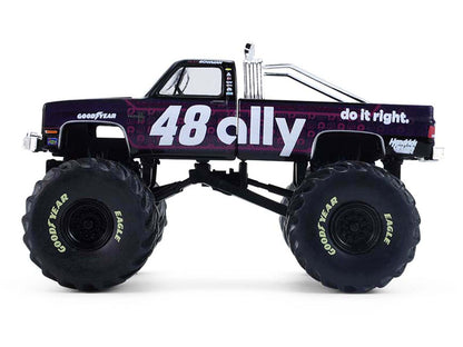 1984 Chevrolet Silverado Monster Truck #48 "Ally" Black and Purple with Graphics "Kings of Crunch - Hendrick Motorsports Tribute" Special Edition 1/64 Diecast Model Car by Greenlight by Greenlight