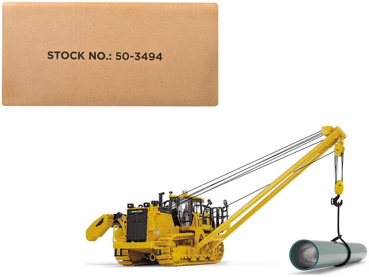 Komatsu D155CX-8 With K170 Pipelayer Yellow with Accessories 1/50 Diecast Model by First Gear-3