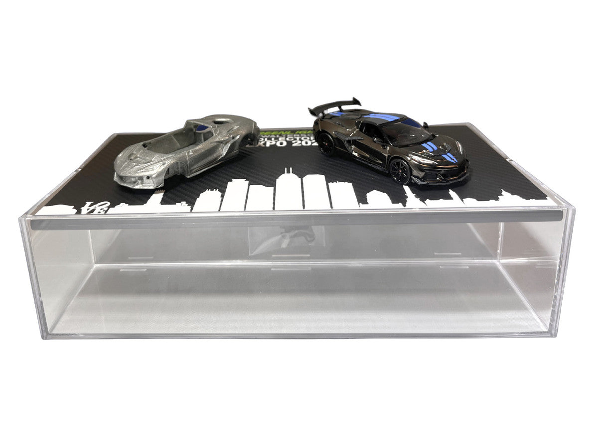 2025 Chevrolet Corvette C8 ZR1 Black with Blue Stripes with Raw Casting Dual Pack "2025 Greenlight Waltersons Collector's Expo Exclusive" 1/64 Diecast Model Car by Greenlight by Greenlight
