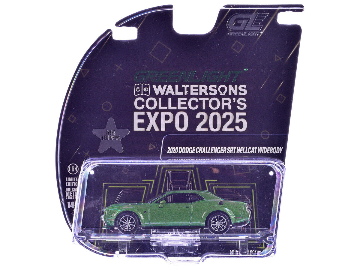 2020 Dodge Challenger SRT Hellcat Widebody F8 Green Metallic with Black Indiana Stripes "2025 Greenlight Waltersons Collector's Expo Exclusive" 1/64 Diecast Model Car by Greenlight by Greenlight