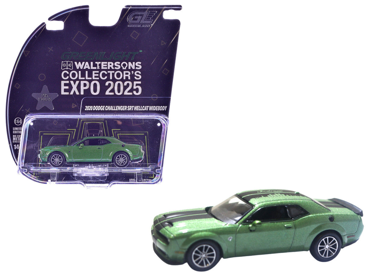 2020 Dodge Challenger SRT Hellcat Widebody F8 Green Metallic with Black Indiana Stripes "2025 Greenlight Waltersons Collector's Expo Exclusive" 1/64 Diecast Model Car by Greenlight by Greenlight