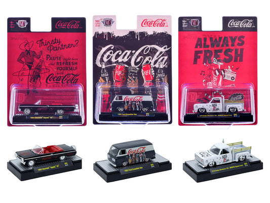"Coca-Cola" Set of 3 pieces Release 65 Limited Edition to 4800 pieces Worldwide 1/64 Diecast Models by M2 Machines by M2