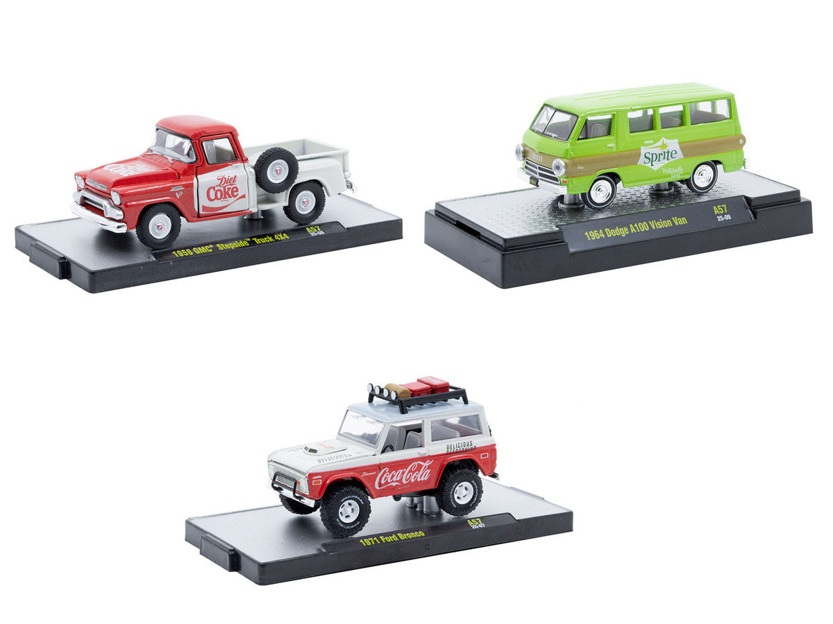 "Sodas" Set of 3 pieces Release 57 Limited Edition to 10000 pieces Worldwide 1/64 Diecast Model Cars by M2 Machines by M2