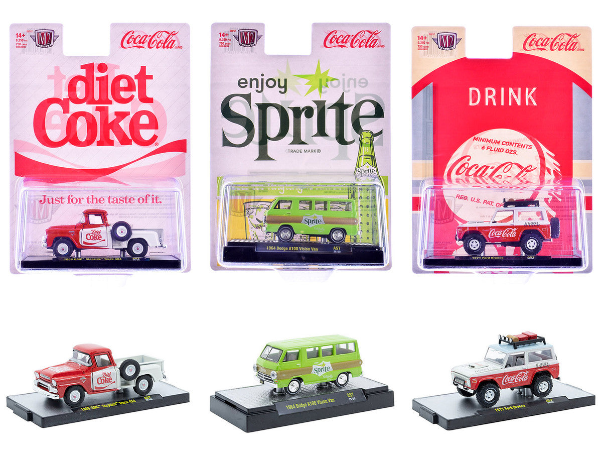 "Sodas" Set of 3 pieces Release 57 Limited Edition to 10000 pieces Worldwide 1/64 Diecast Model Cars by M2 Machines by M2