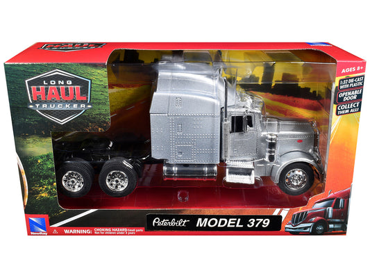 Peterbilt 379 Truck Tractor Silver Metallic "Long Haul Trucker" 1/32 Diecast Model by New Ray by New Ray