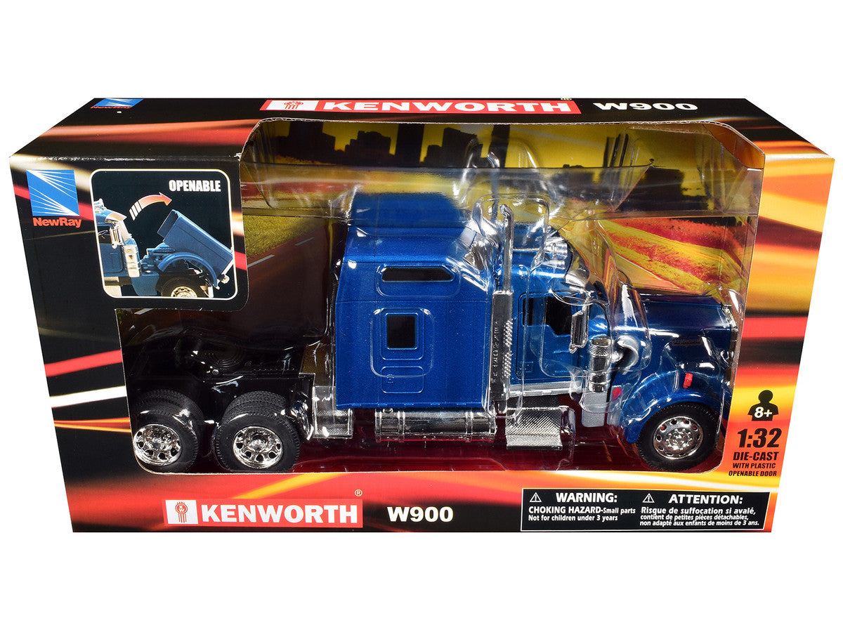 Kenworth W900 Truck Tractor Blue Metallic 1/32 Diecast Model by New Ray by New Ray