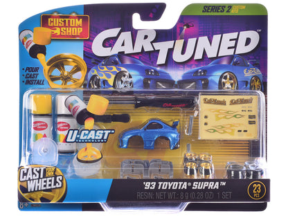 1987 Toyota SR5 Pickup Truck White and 1993 Toyota Supra Blue "Custom Shop" 2 Car Set Diecast Model Cars by CarTuned by Car Tuned