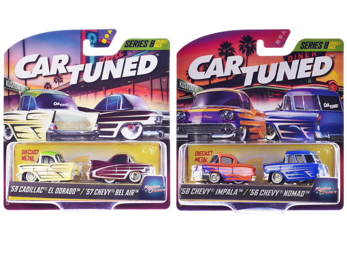 "Kustoms" Double Pack Series 8 Set of 4 Cars Diecast Model Cars by CarTuned by Car Tuned