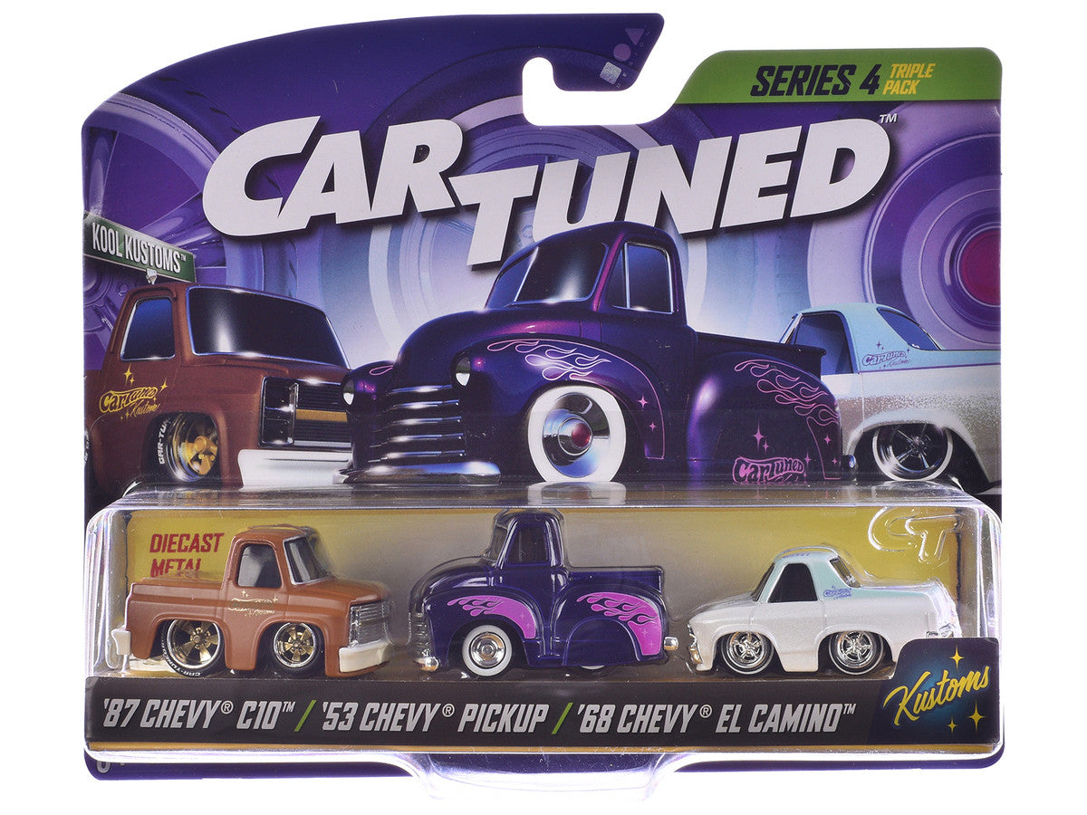 "Kustoms" Series 4 Chevrolet Triple Pack Set of 3 Cars Diecast Model Cars by CarTuned by Car Tuned