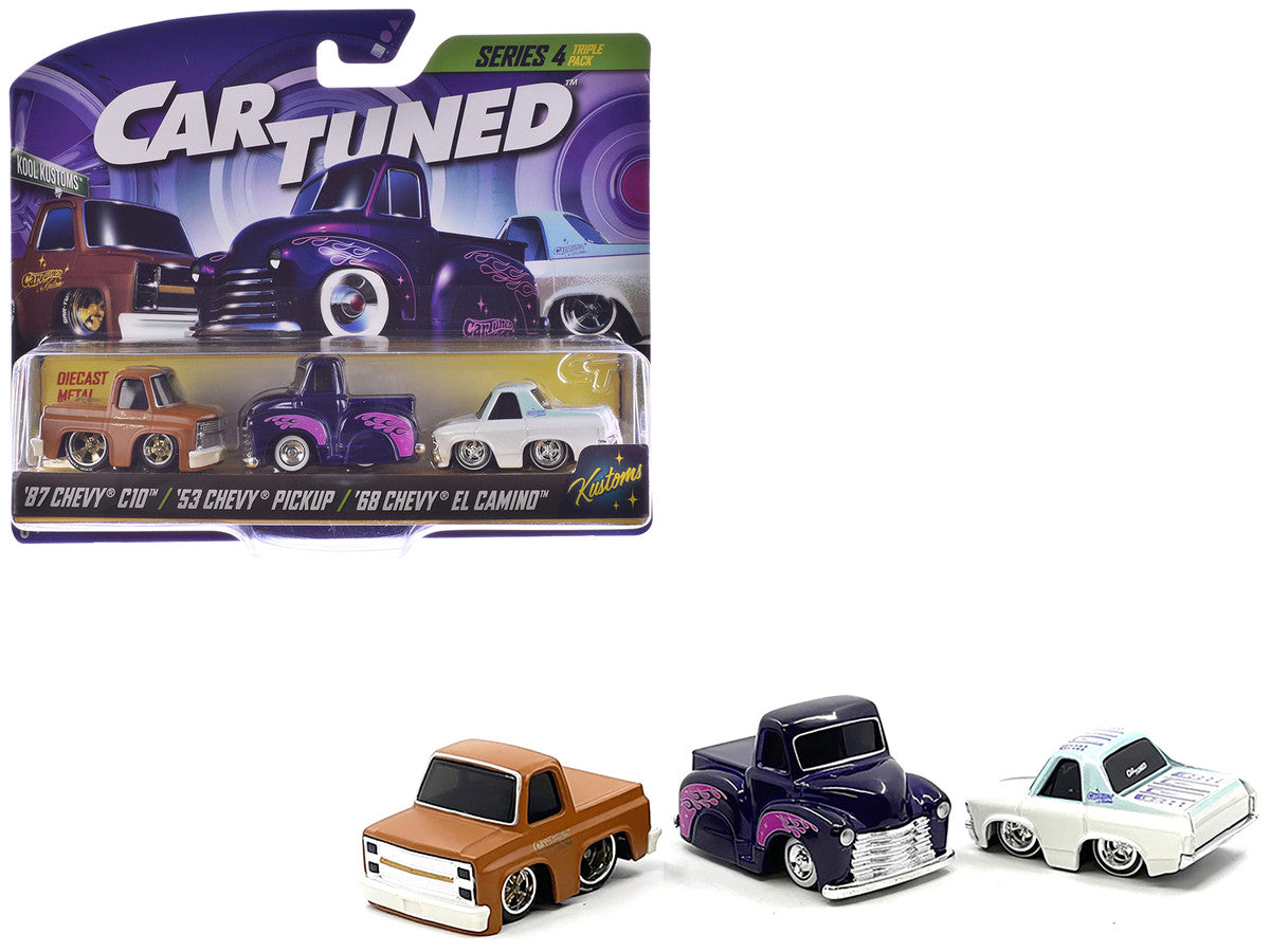 "Kustoms" Series 4 Chevrolet Triple Pack Set of 3 Cars Diecast Model Cars by CarTuned by Car Tuned