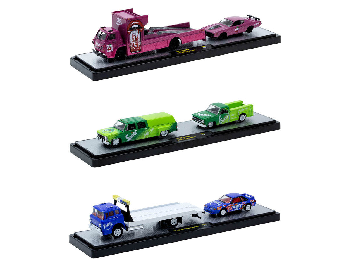 Auto Haulers "Soda" Set of 3 pieces Release 44 Limited Edition to 5750 pieces Worldwide 1/64 Diecast Model Cars by M2 Machines by M2