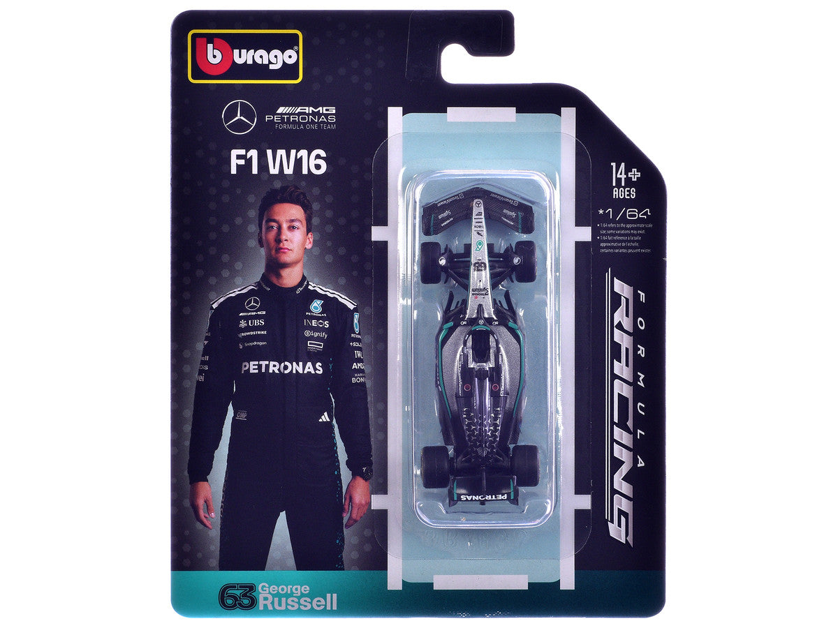 Mercedes AMG F1 W16 E Performance #63 George Russell Formula One F1 World Championship (2025) "Formula Racing" Series 1/64 Diecast Model Car by Bburago by Bburago
