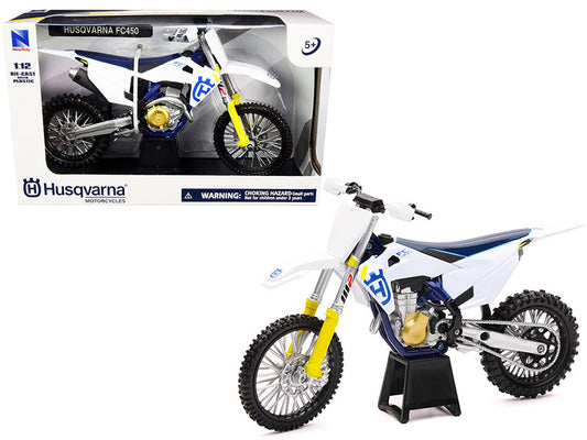 Husqvarna FC450 White and Blue 1/12 Diecast Motorcycle Model by New Ray by New Ray