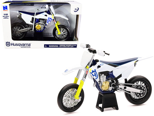 Husqvarna FS450 White and Blue 1/12 Diecast Motorcycle Model by New Ray by New Ray