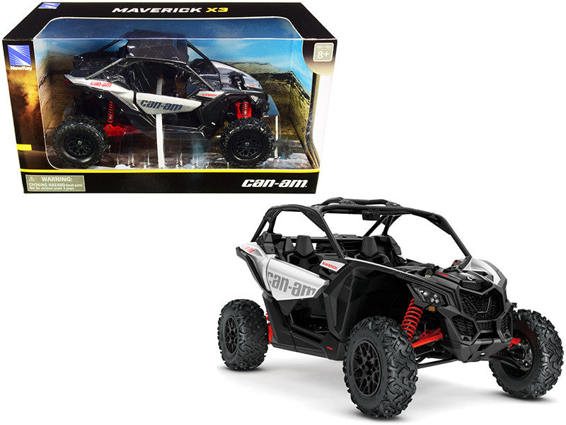CAN-AM Maverick X3 ATV Hyper Silver and Red 1/18 Diecast Model by New Ray by New Ray