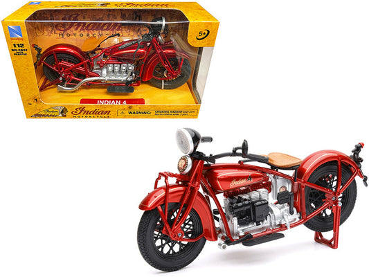 1930 Indian 4 Red 1/12 Diecast Motorcycle Model by New Ray by New Ray