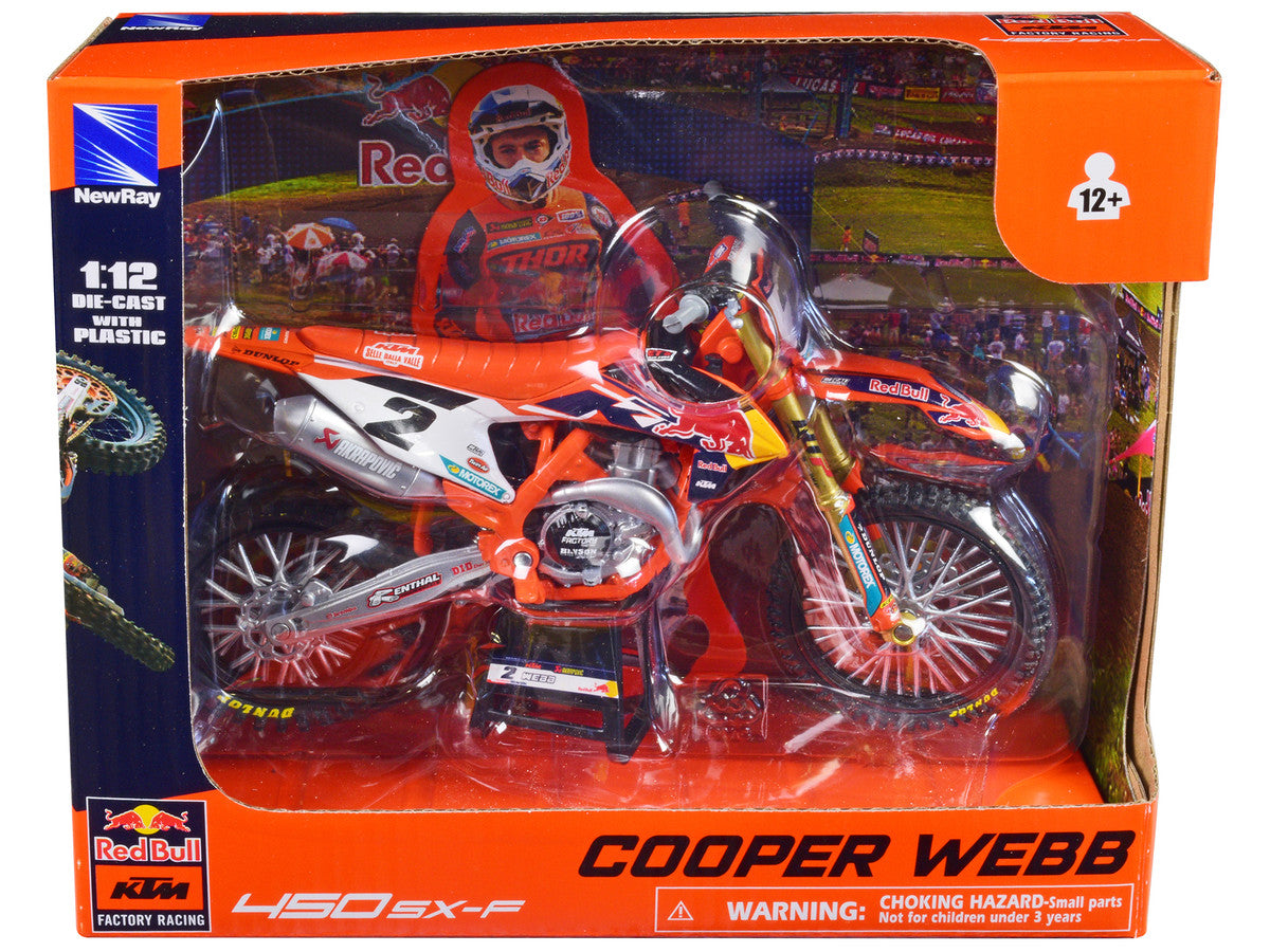 KTM 450 SX-F Motorcycle #2 Cooper Webb "Red Bull KTM Factory Racing" 1/12 Diecast Model by New Ray by New Ray