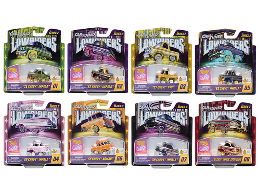 "Lowriders Show Glow" Series 2 Set of 8 Pieces Diecast Model Cars by CarTuned by Car Tuned