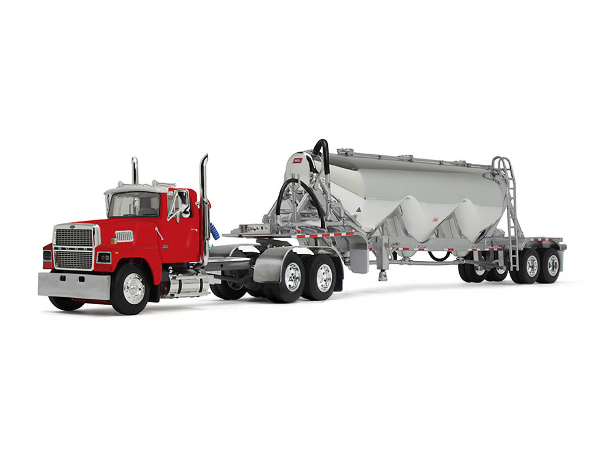 Ford LTL 9000 Day Cab with Heil Pneumatic Tank Trailer Heil Red 1/64 Diecast Model by DCP/First Gear by First Gear