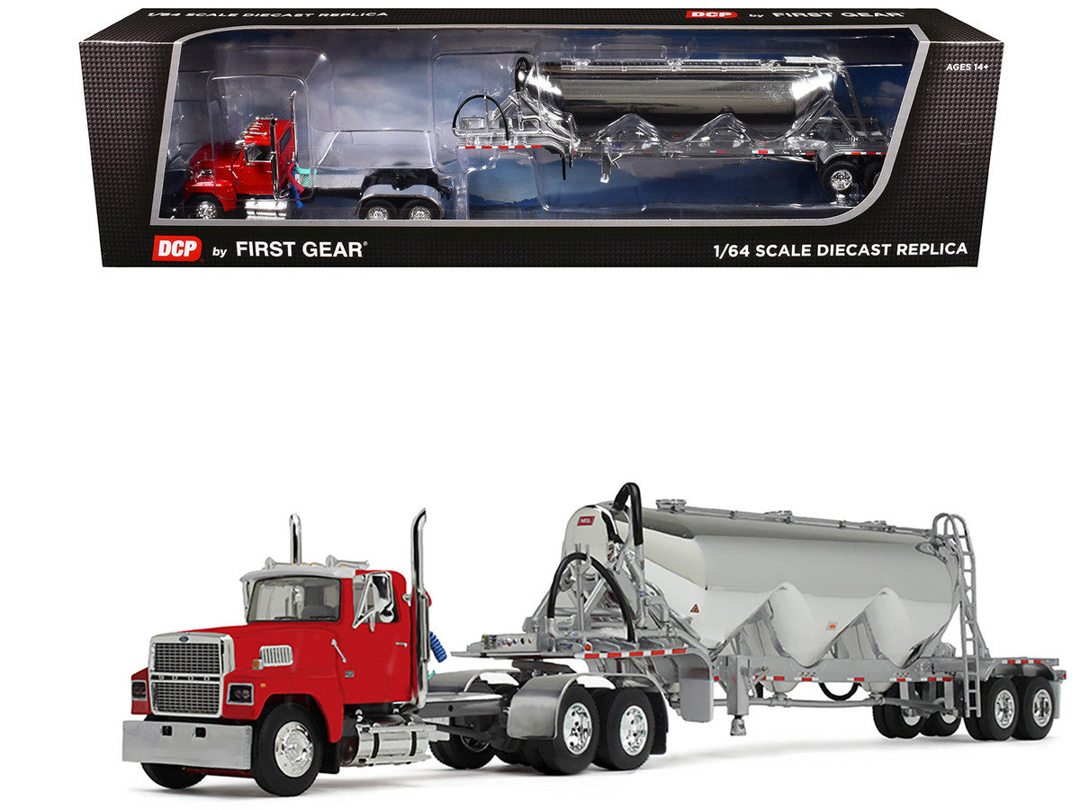 Ford LTL 9000 Day Cab with Heil Pneumatic Tank Trailer Heil Red 1/64 Diecast Model by DCP/First Gear by First Gear