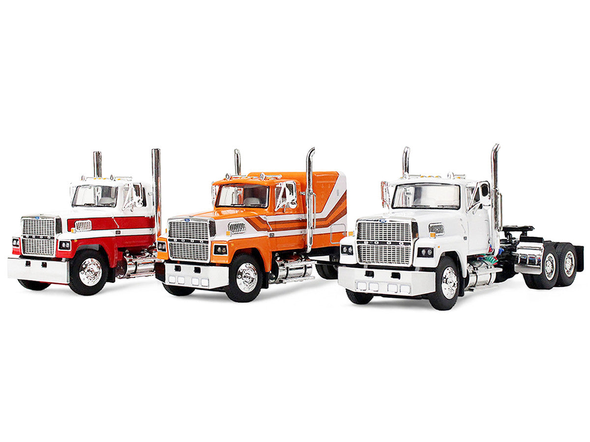 Ford LTL 9000 Trio Set (Two Day Cabs and One 60" Flat Top Sleeper) 1/64 Diecast Model by DCP/First Gear by First Gear