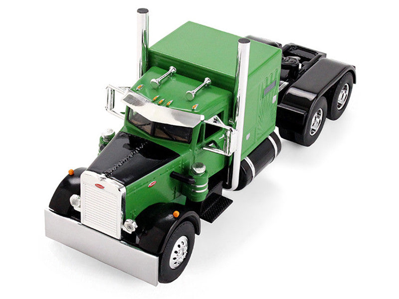 Peterbilt 351 with 60" Vintage Sleeper and Rogers Vintage Lowboy Trailer Green with Black Trailer 1/64 Diecast Model by DCP/First Gear by First Gear