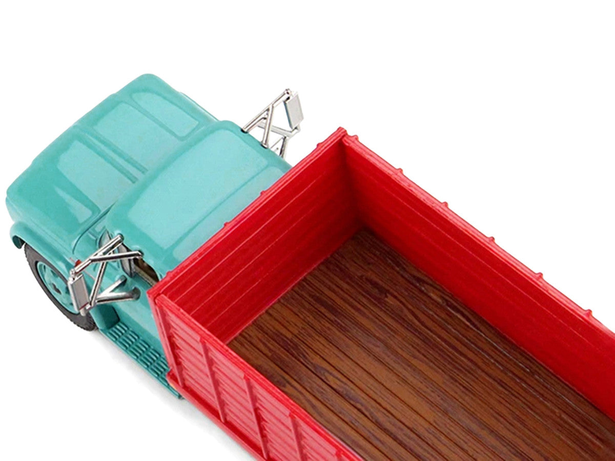 GMC 4000 Grain Truck Turquoise with Red Container 1/64 Diecast Model by DCP/First Gear by First Gear