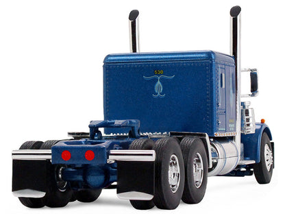 Peterbilt 351 with 63" Flat Top Sleeper and 40' Vintage Trailer with Reefer "Western Distributing" Blue Metallic and White 1/64 Diecast Model by DCP/First Gear by First Gear