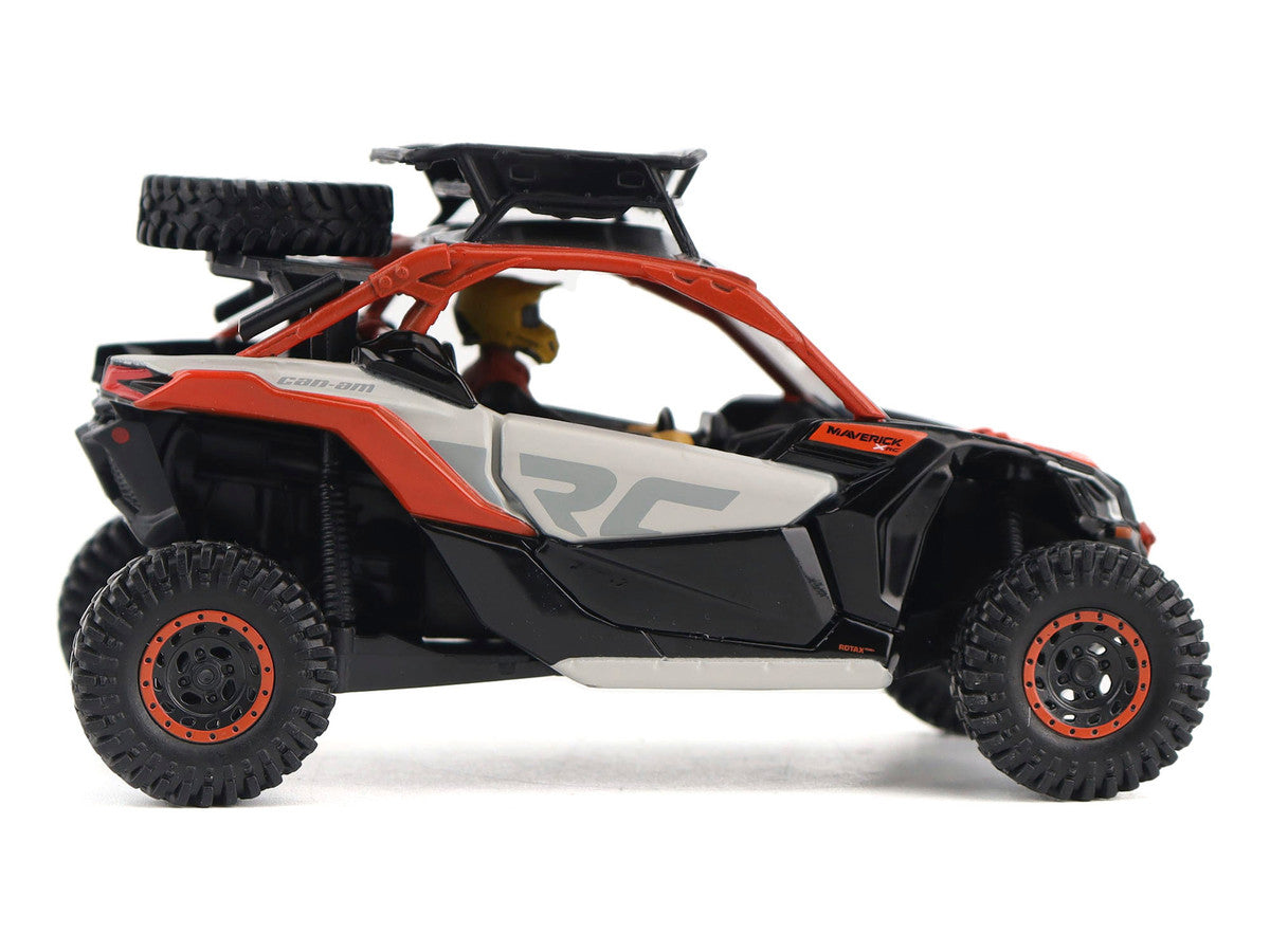 Can-Am Maverick X3 X RS Turbo RR Sand Version Chalk Gray and Magma Red with Driver Figure 1/32 Diecast Model by BRP Models by BRP Models