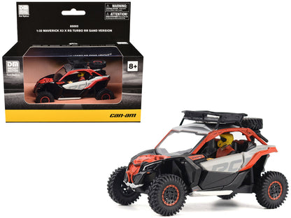 Can-Am Maverick X3 X RS Turbo RR Sand Version Chalk Gray and Magma Red with Driver Figure 1/32 Diecast Model by BRP Models by BRP Models