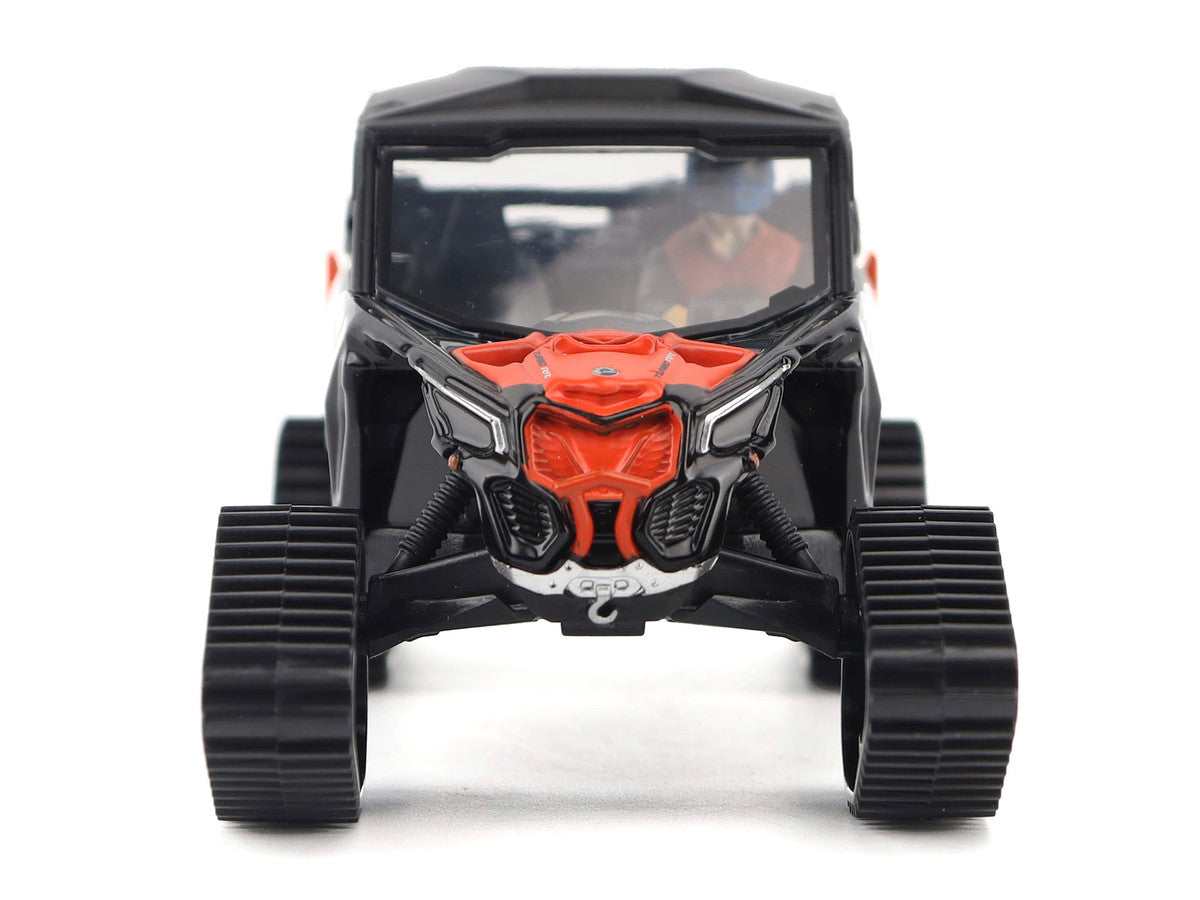 Can-Am Maverick X3 X RS Turbo RR Winter Version Chalk Gray and Magma Red with Driver Figure 1/32 Diecast Model by BRP Models by BRP Models