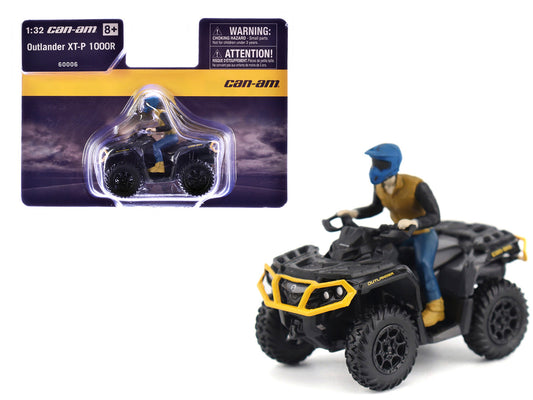 Can-Am Outlander XT-P 1000R ATV Iron Gray and Neo Yellow with Driver Figure 1/32 Diecast Model by BRP Models by BRP Models
