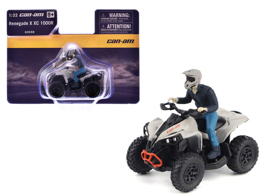 Can-Am Renegade X XC 1000R ATV Chalk Gray with Driver Figure 1/32 Diecast Model by BRP Models by BRP Models