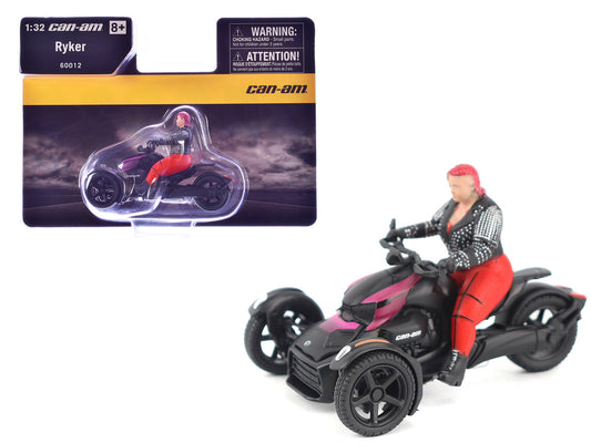 Can-Am Ryker 3-Wheel Motorcycle Pink Punk and Black with Driver Figure 1/32 Diecast Model by BRP Models by BRP Models