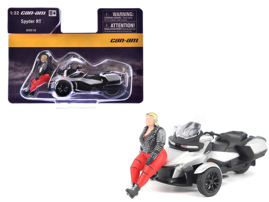 Can-Am Spyder RT 3-Wheel Motorcycle Hyper Silver Metallic with Driver Figure 1/32 Diecast Model by BRP Models by BRP Models