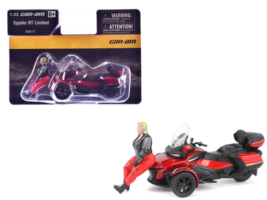 Can-Am Spyder RT Limited 3-Wheel Motorcycle Deep Marsala Red Metallic with Driver Figure 1/32 Diecast Model by BRP Models by BRP Models