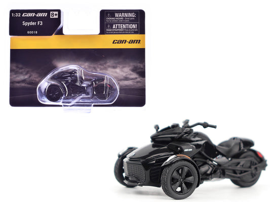 Can-Am Spyder F3 3-Wheel Motorcycle Steel Black Metallic 1/32 Diecast Model by BRP Models by BRP Models