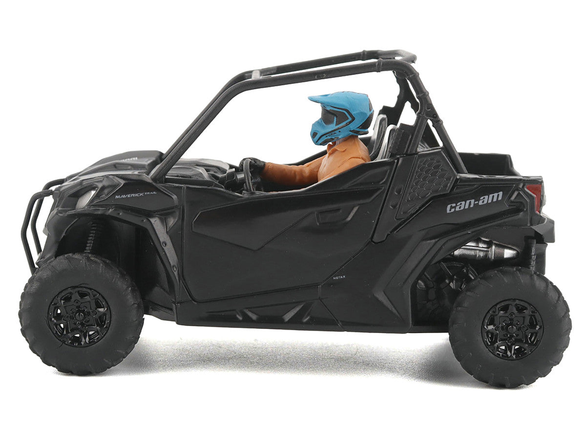 Can-Am Maverick Trail DPS 1000 Matt Black with Driver Figure 1/32 Diecast Model by BRP Models by BRP Models