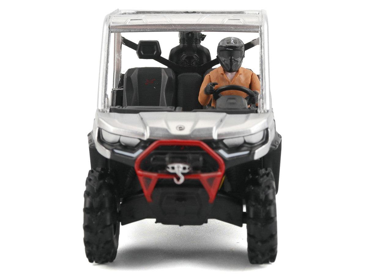 Can-Am Defender XMR Silver Metallic and Black with Driver Figure 1/32 Diecast Model by BRP Models by BRP Models