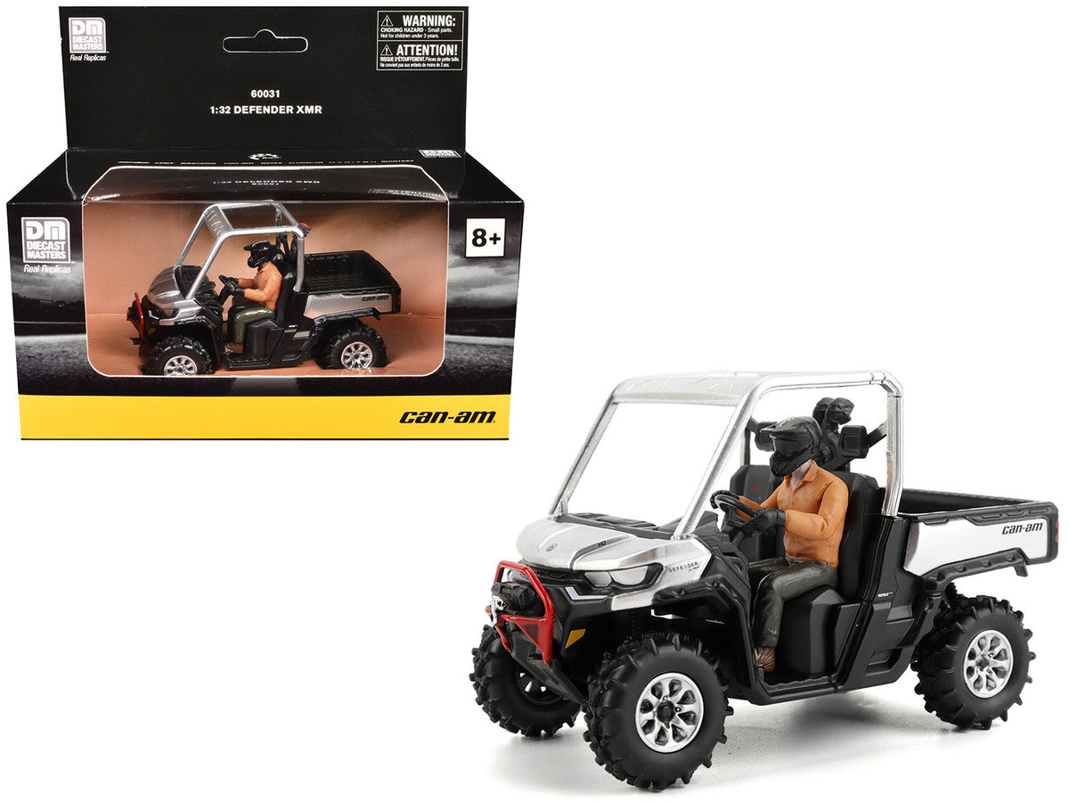 Can-Am Defender XMR Silver Metallic and Black with Driver Figure 1/32 Diecast Model by BRP Models by BRP Models