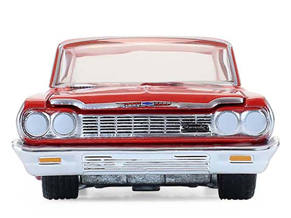 1964 Chevrolet Biscayne Lowrider Silver Metallic and Red Two-Tone "California Lowriders" Series 7 1/64 Diecast Model Car by Greenlight by Greenlight