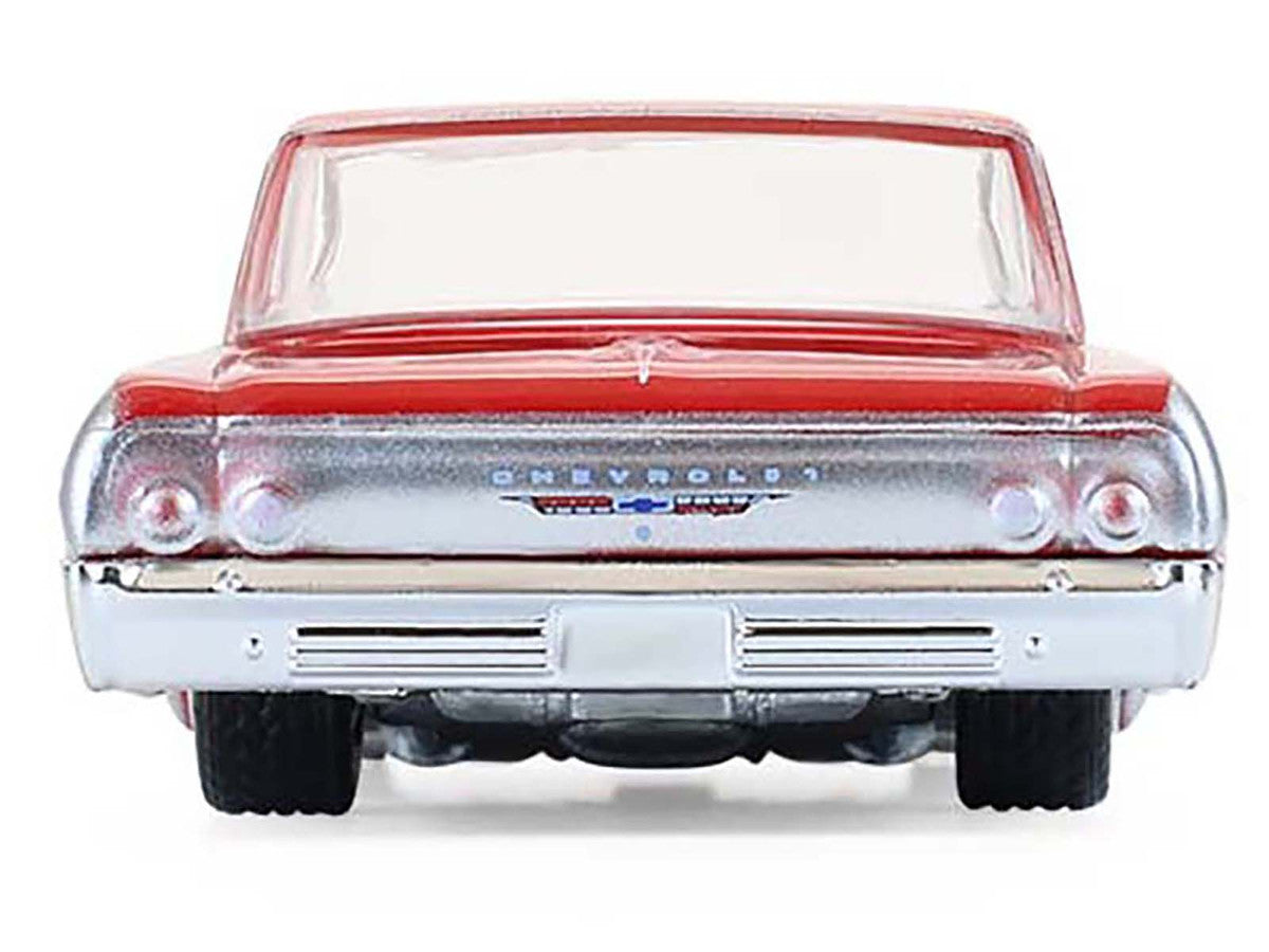 1964 Chevrolet Biscayne Lowrider Silver Metallic and Red Two-Tone "California Lowriders" Series 7 1/64 Diecast Model Car by Greenlight by Greenlight