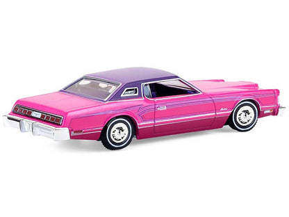 1975 Ford Thunderbird Lowrider Pink Metallic with Purple Top and Graphics with Purple Interior "California Lowriders" Series 7 1/64 Diecast Model Car by Greenlight by Greenlight