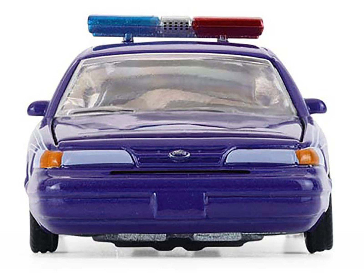 1992 Ford Crown Victoria Lowrider Blue with Graphics and Lightbar "California Lowriders" Series 7 1/64 Diecast Model Car by Greenlight by Greenlight