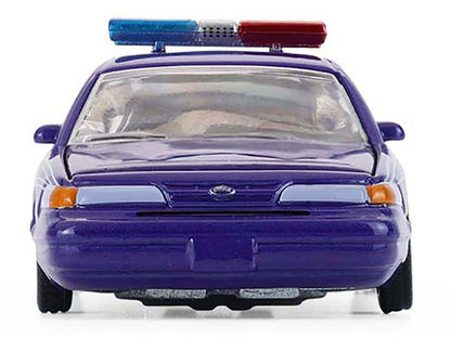 1992 Ford Crown Victoria Lowrider Blue with Graphics and Lightbar "California Lowriders" Series 7 1/64 Diecast Model Car by Greenlight by Greenlight